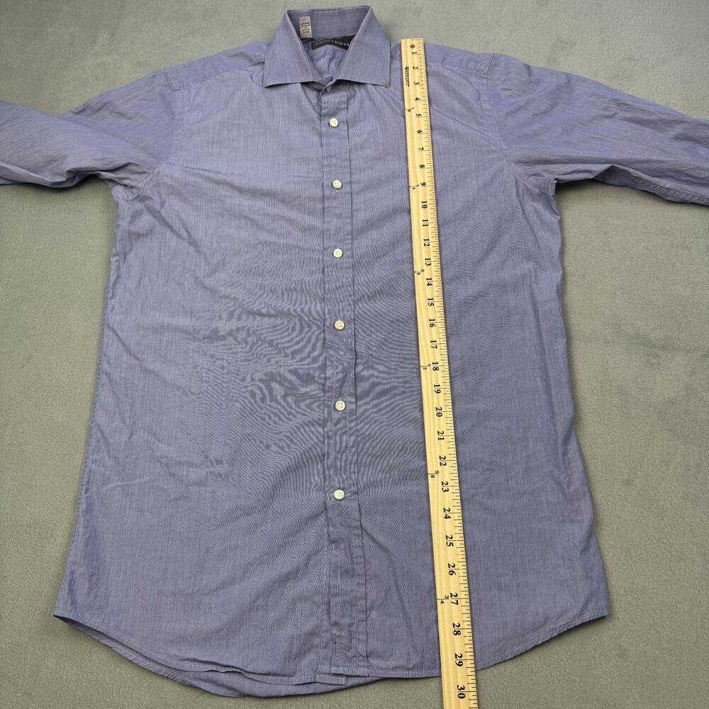 Ralph Lauren Black Label Dress Shirt Mens 15 Blue Pinstripe Classic Made Italy - Picture 10 of 13